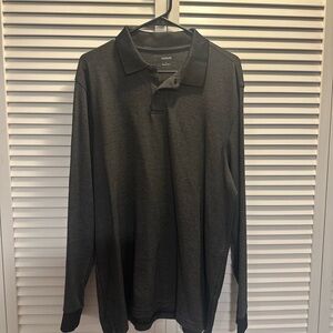 Alfani Black Polo Shirt Classic Knit Long Sleeve